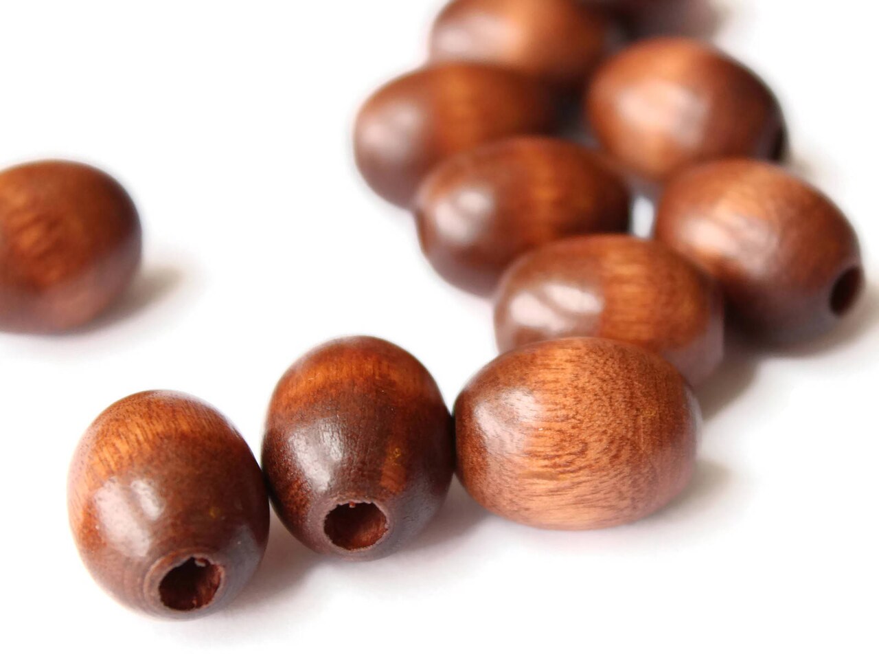 12 18mm x 14mm Oval Beads Brown Wood Beads Vintage Wooden Macrame Beads